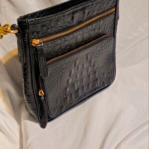 Stunning black croc embossed Brahmin bag ; black ; crossbody bag